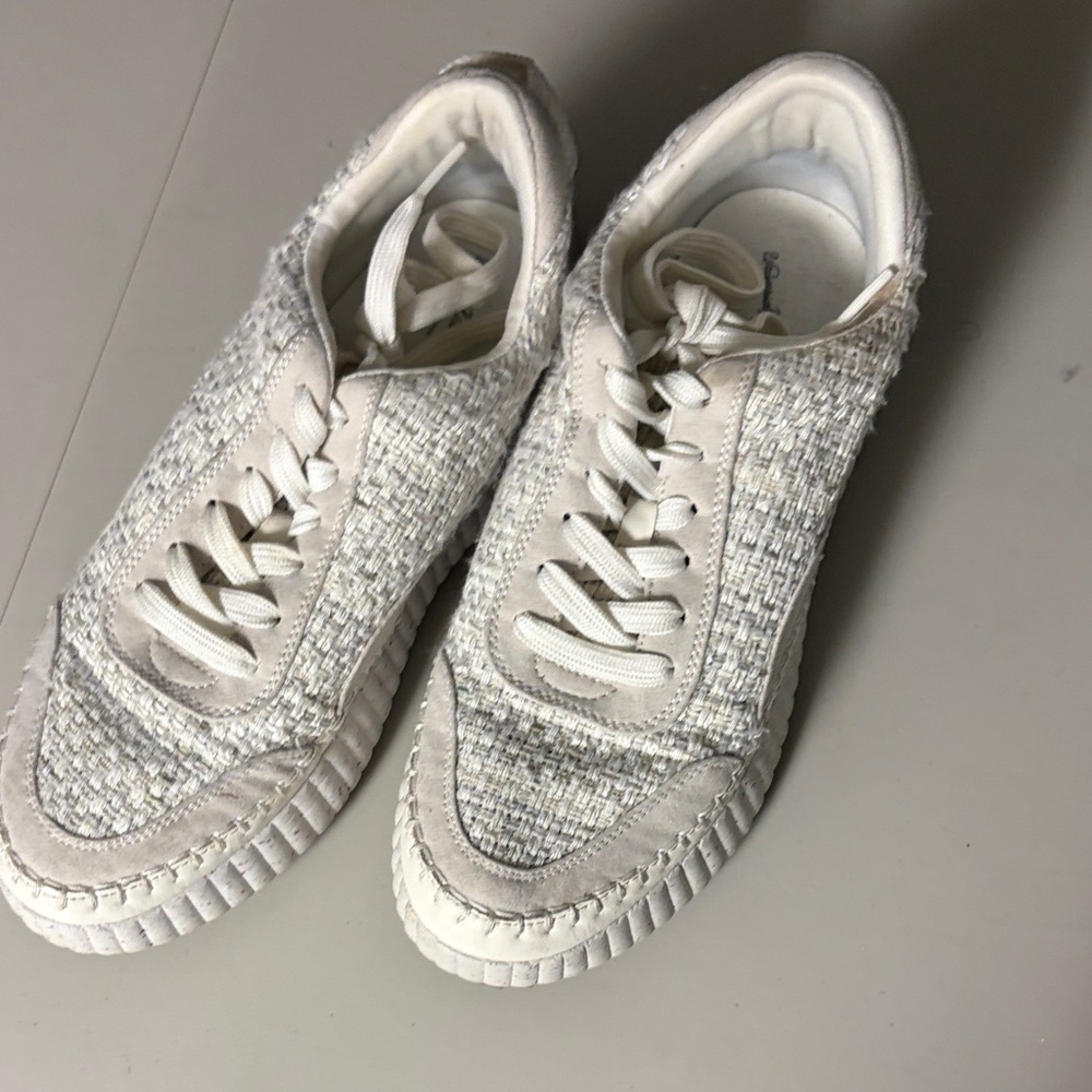 Stylish White Tweed Sneakers